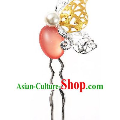 Korean National Wedding Hair Accessories Bride Butterfly Hair Clip, Korean Hanbok Fashion Palace Hairpins for Women