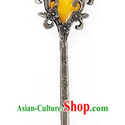Korean National Wedding Hair Accessories Bride Yellow Hair Clip, Korean Hanbok Fashion Palace Hairpins for Women