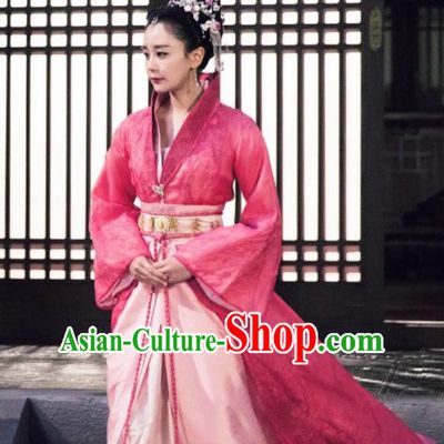 Traditional Chinese Tang Dynasty Imperial Concubine Costume and Headpiece Complete Set, Asian China Ancient Palace Dress Clothing for Women