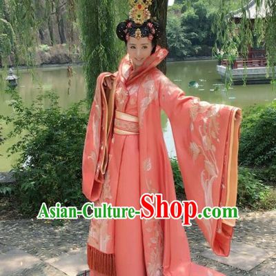 Traditional Chinese Southern and Northern Dynasties Imperial Concubine Queen Costume and Headpiece Complete Set