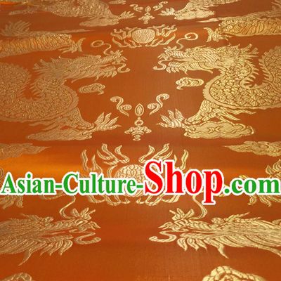 Yellow Asian Chinese Royal Palace Style Traditional Dragon Pattern Design Brocade Fabric Silk Fabric Chinese Fabric Asian Material