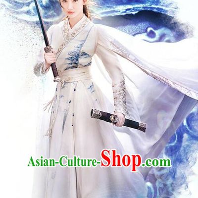 Traditional Chinese Southern and Northern Dynasties Female Swordsman Clothing, Asian China Ancient Heroine Costume for Women