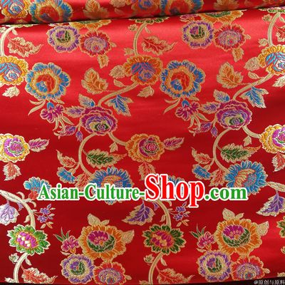 Asian Chinese Royal Palace Style Traditional Pattern Peony Flower Design Brocade Fabric Silk Fabric Chinese Fabric Asian Material