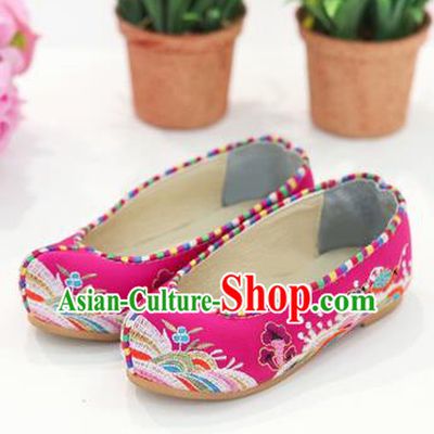 Traditional Korean National Wedding Shoes Embroidered Shoes, Asian Korean Hanbok Flat Shoes for Kids
