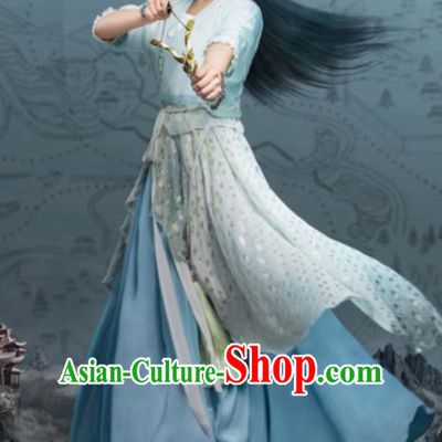 Traditional Chinese Ancinet Palace Princess Dress Legend Of Fu Yao Swordswoman Embroidered Costume for Women