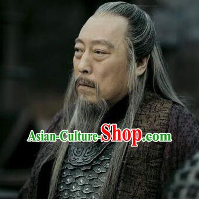Chinese Ancient Opera Han Dynasty Chancellor Wig Beard Eyebrows, Traditional Chinese Beijing Opera Old Men Wig Sheath for Men