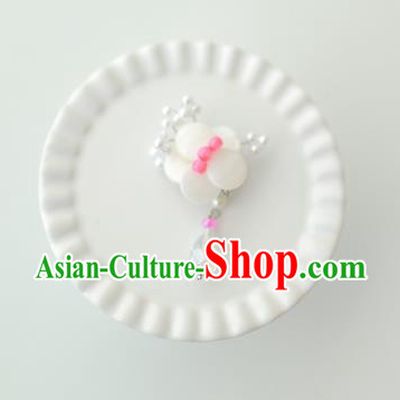 Korean National Accessories Girls White Begonia Brooch, Asian Korean Hanbok Fashion Bride Breastpin for Kids