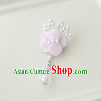 Korean National Accessories Girls Pink Begonia Brooch, Asian Korean Hanbok Fashion Bride Breastpin for Kids