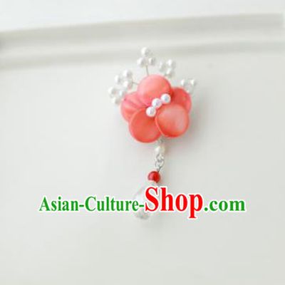 Korean National Accessories Girls Red Begonia Brooch, Asian Korean Hanbok Fashion Bride Breastpin for Kids