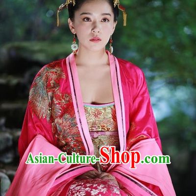 Traditional Chinese Tang Dynasty Princess Wedding Red Clothing, China Ancient Palace Lady Embroidered Dress Costume for Women