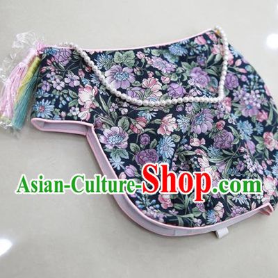 Korean National Hair Accessories Wedding Bride Embroidered Navy Hats, Asian Korean Hanbok Hat Headwear for Kids