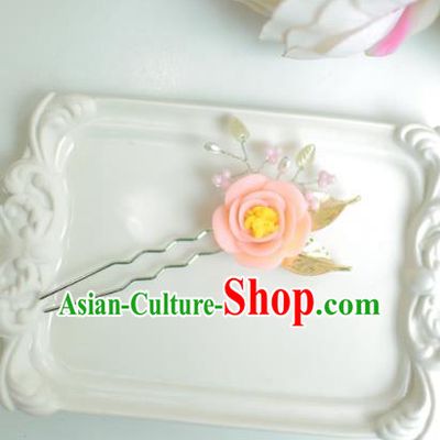 Korean National Hair Accessories Wedding Yellow Flower Hairpins, Asian Korean Hanbok Hair Stick Headwear for Kids
