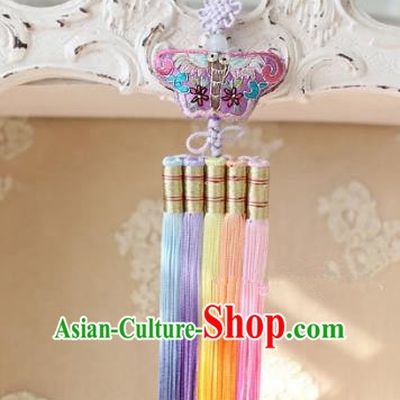 Asian Korean Hanbok Embroidery Butterfly Waist Decorations, Korean National Belts Accessories Wedding Bride Waist Pendant for Women