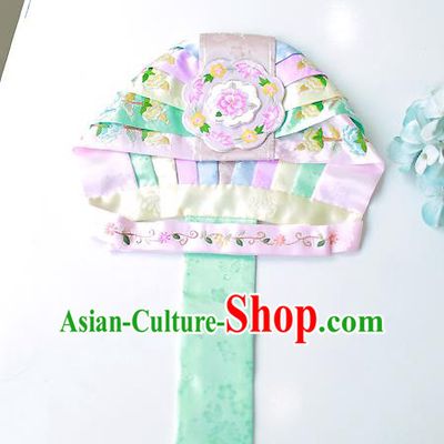 Asian Korean Hanbok Embroidered Hats, Korean National Accessories Wedding Bride Headwear for Kids
