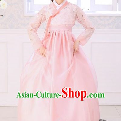 Top Grade Korean National Handmade Wedding Clothing Palace Bride Hanbok Costume Embroidered Blouse and Pink Dress for Women