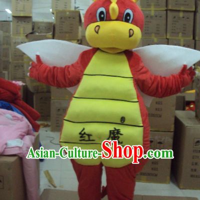 Professional Custom Mascot Uniforms Mascot Outfits Customized Cartoon Character Walking Lucky Red Dragon Mascot Costumes