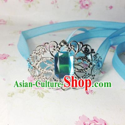 Traditional Handmade Chinese Ancient Classical Hair Accessories Royal Highness Blue Crystal Tuinga Hairdo Crown for Men