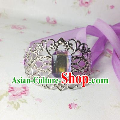 Traditional Handmade Chinese Ancient Classical Hair Accessories Royal Highness Purple Crystal Tuinga Hairdo Crown for Men