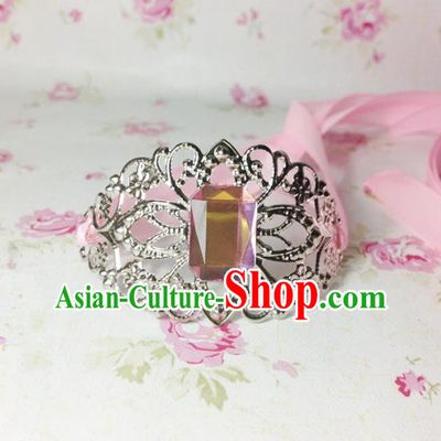 Traditional Handmade Chinese Ancient Classical Hair Accessories Royal Highness Pink Crystal Tuinga Hairdo Crown for Men