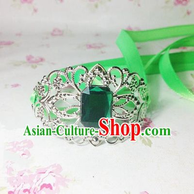 Traditional Handmade Chinese Ancient Classical Hair Accessories Royal Highness Green Crystal Tuinga Hairdo Crown for Men