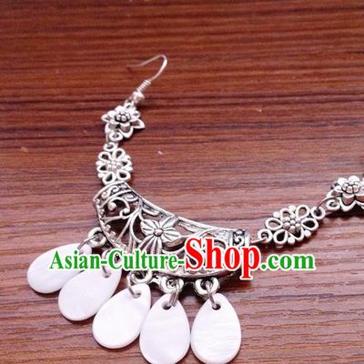 Traditional Chinese Ancient Classical Hair Accessories White Tassel Eyebrows Pendant Hair Clasp Step Shake Bride Hairpins for Women