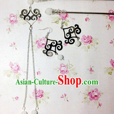 Traditional Handmade Chinese Ancient Classical Hair Accessories Bride Wedding Xiuhe Suit White Beads Tassel Hairpins and Earrings for Women