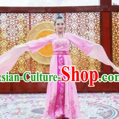 Traditional Chinese Southern and Northern Dynasties Palace Lady Dance Costume, Chinese Ancient Princess Embroidered Water Sleeve Clothing for Women