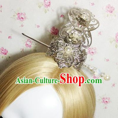 Traditional Handmade Chinese Classical Hair Accessories, Ancient Royal Highness White Tuinga Hairdo Crown for Men