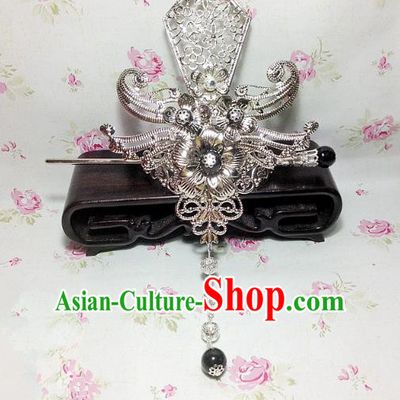 Traditional Handmade Chinese Classical Hair Accessories, Ancient Royal Highness Headband Tassel Tuinga Hairdo Crown for Men