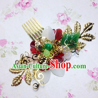 Traditional Chinese Ancient Classical Hair Accessories Hanfu Xiuhe Suit Hair Comb Bride Hairpins for Women
