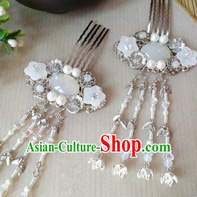 Traditional Chinese Ancient Classical Hair Accessories Hanfu Agate Hair Clip Tassel Step Shake Hairpins for Women
