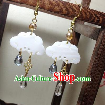 Traditional Handmade Chinese Ancient Classical Accessories Bride Hanfu Colored Glaze Tassel Earrings for Women