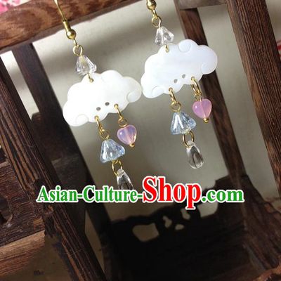 Traditional Handmade Chinese Ancient Classical Accessories Bride Hanfu Colored Glaze Tassel Earrings for Women