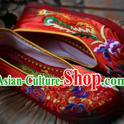 Asian Chinese Ancient Shoes Wedding Shoes Red Embroidered Shoes, Traditional China Peking Opera Shoes Hanfu Shoes for Women