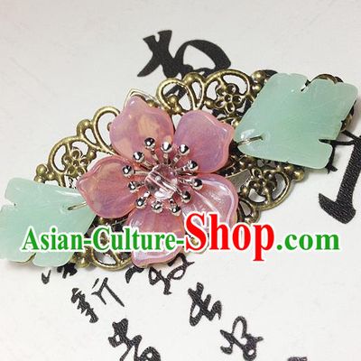 Traditional Chinese Ancient Classical Hair Accessories Hanfu Pink Flower Hair Stick Bride Hairpins for Women