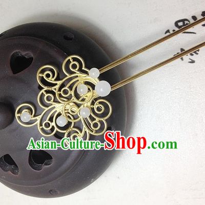 Traditional Chinese Ancient Classical Hair Accessories Hanfu Chalcedony Hair Clip Bride Hairpins for Women