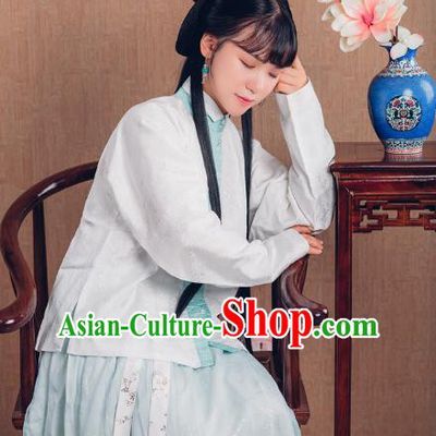 Asian China Ming Dynasty Princess Costume, Traditional Ancient Chinese Palace Lady Embroidered Hanfu Blouse Clothing for Women