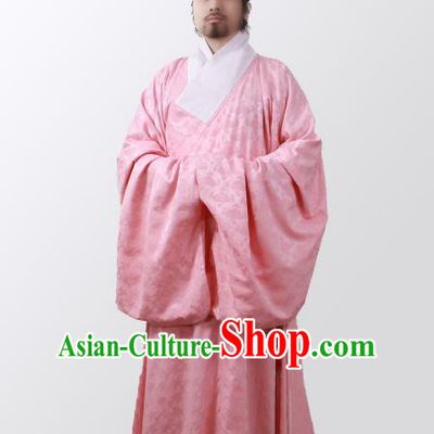 Asian China Ming Dynasty Minister Costume Pink Robe, Traditional Ancient Chinese Chancellor Hanfu Clothing for Men
