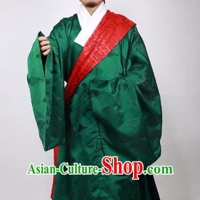 Asian China Ming Dynasty Minister Costume Green Brocade Robe, Traditional Ancient Chinese Chancellor Hanfu Clothing for Men