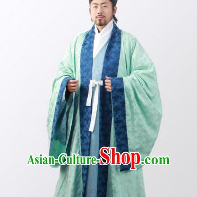 Asian China Ming Dynasty Minister Costume Green Cloak, Traditional Ancient Chinese Chancellor Hanfu Cape Clothing for Men