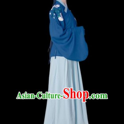 Asian China Ming Dynasty Princess Costume Embroidered Blouse and Skirt, Traditional Ancient Chinese Young Lady Hanfu Clothing for Women