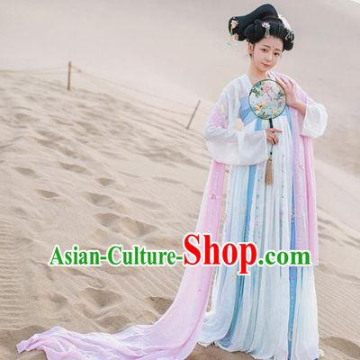 Asian China Tang Dynasty Imperial Consort Costume, Traditional Ancient Chinese Palace Lady Hanfu Embroidered Clothing for Women