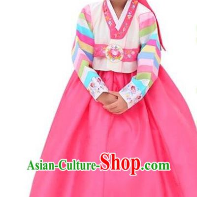 Traditional Korean National Girls Handmade Court Embroidered Clothing, Asian Korean Apparel Hanbok Embroidery Costume for Kids