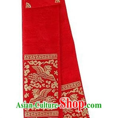Traditional Korean Hair Accessories Embroidered Red Hair Ribbon, Asian Korean Fashion Headwear Headband for Kids