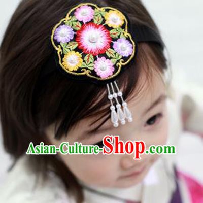 Traditional Korean Hair Accessories Embroidered Hair Clasp, Asian Korean Fashion Headwear for Kids