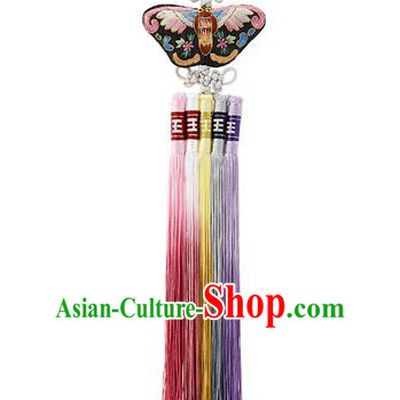 Traditional Korean Accessories Waist Pendant, Asian Korean Fashion Wedding Embroidery Butterfly Tassel Waist Decorations for Women