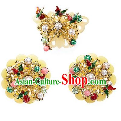 Traditional Korean Hair Accessories Bride Pearls Hair Stick, Asian Korean Fashion Wedding Hair Decorations for Women