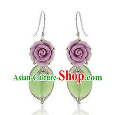 Traditional Korean Accessories Flowers Earrings, Asian Korean Fashion Wedding Tassel Eardrop for Women