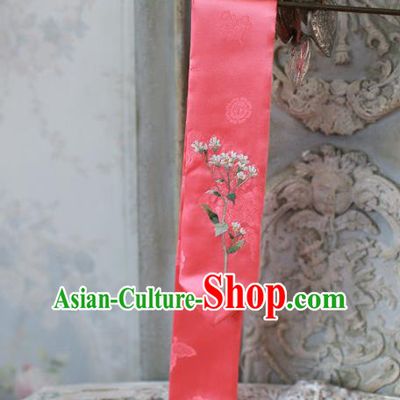 Traditional Korean Hair Accessories Embroidered Watermelon Red Hair Ribbon, Asian Korean Fashion Wedding Headband for Kids