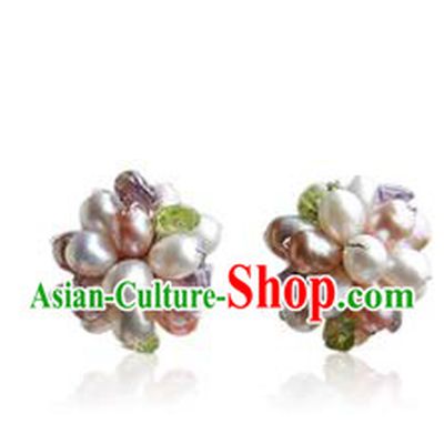 Traditional Korean Accessories Pearls Earrings, Asian Korean Fashion Wedding Eardrop Jewelry for Women